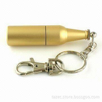 Bottle-shaped USB Flash Drive with Keychain, Supports Plug-and-play Function